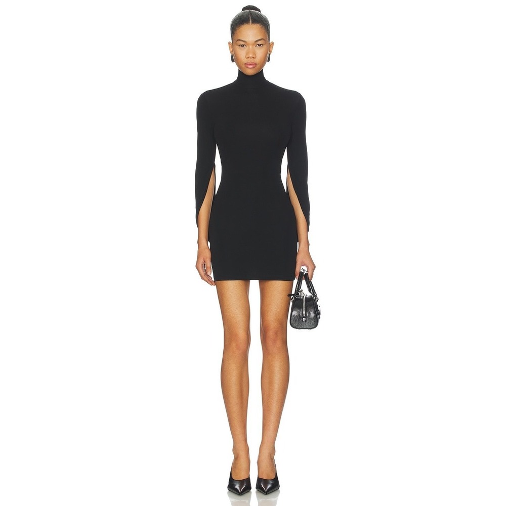NEW Alexander Wang Drape Back Sleeve Mini Dress Black Size XS $650